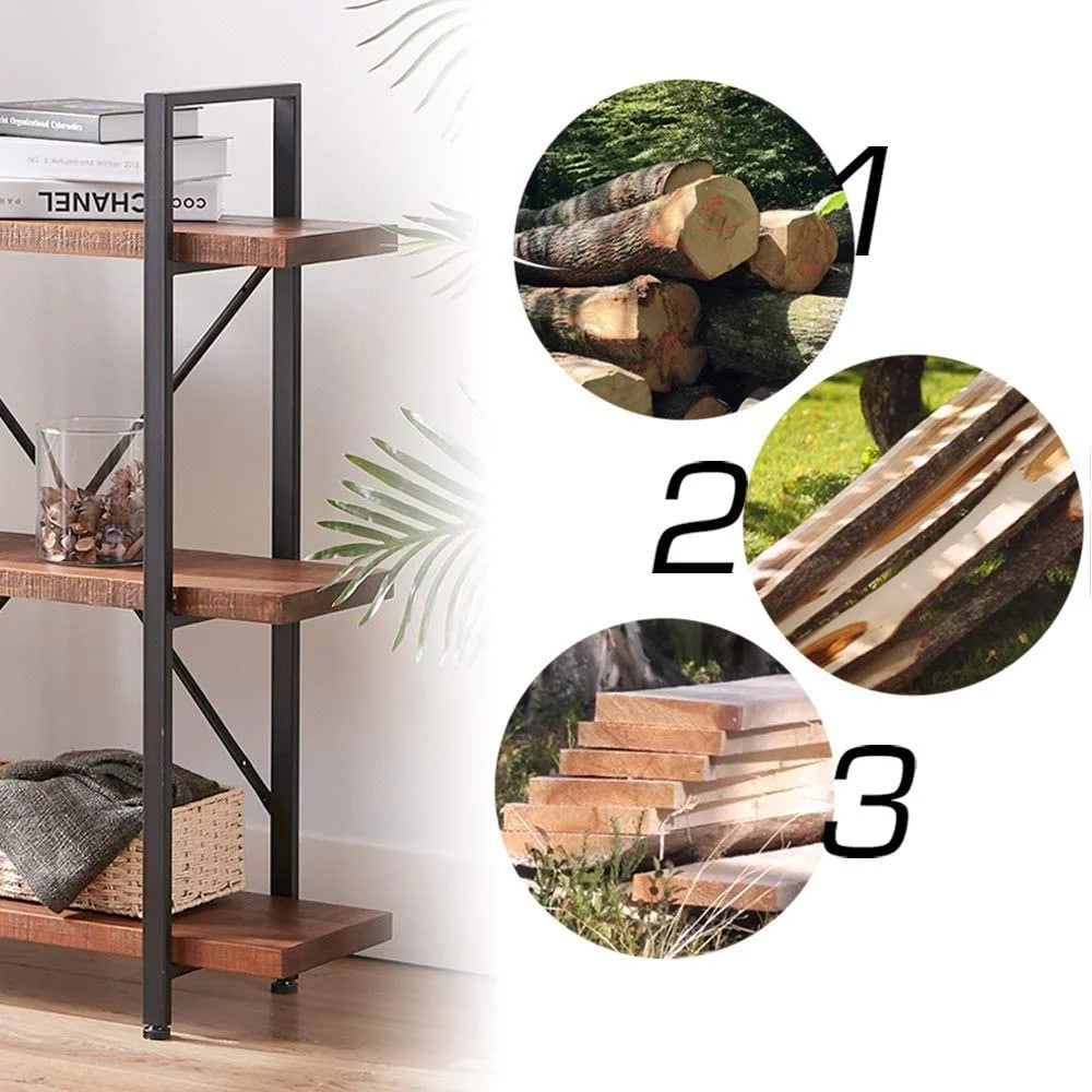 4 Tier Natural Real Wood Bookshelf I84392