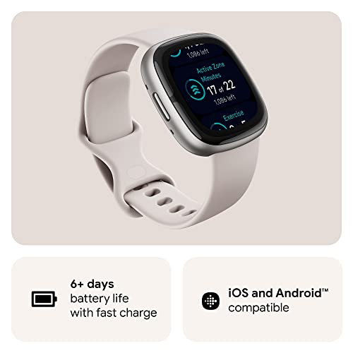 Lunar White/Platinum Advanced Health Smartwatch with ECG, SpO2, 24/7 Heart Rate and GPS V405