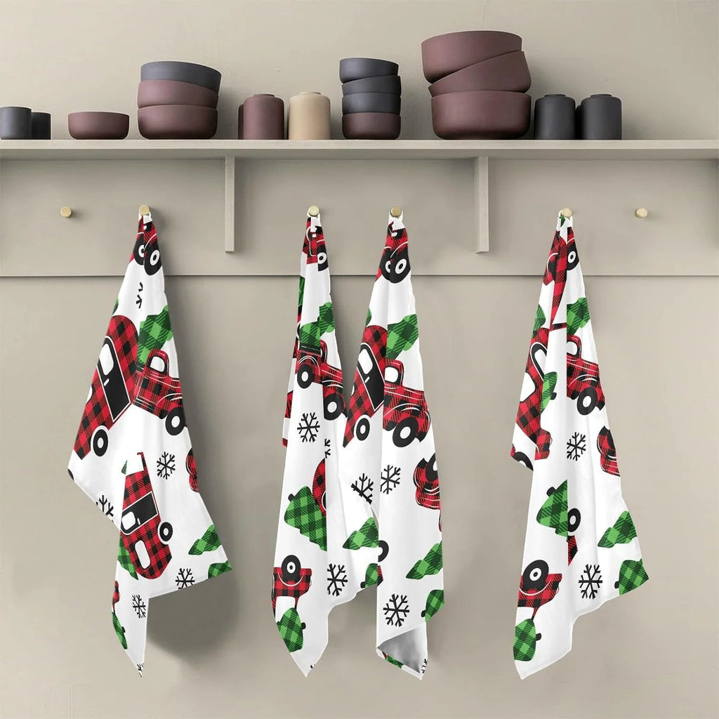 Plaid Red Kitchen Towels Set of 4 28'' x 18'' W8223