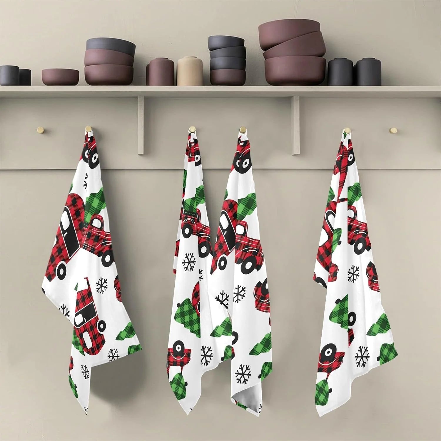 Plaid Red Kitchen Towels Set of 4 28'' x 18'' W8223