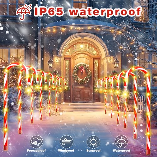 12-Piece Solar Candy Cane Pathway Lights S19078