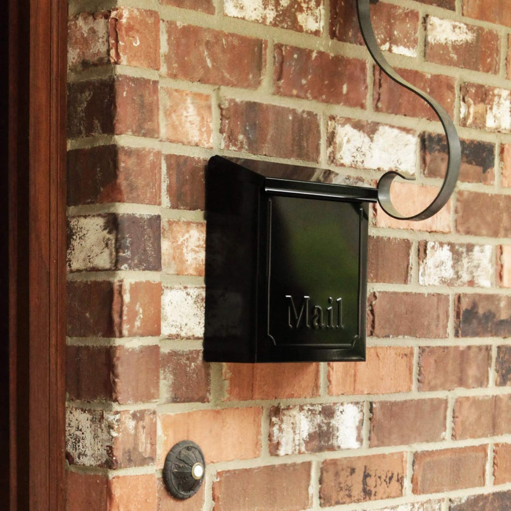 Galvanized Steel Wall Mount Mailbox, Black, 4.1 x 8.6 x 10.1 inches I86111