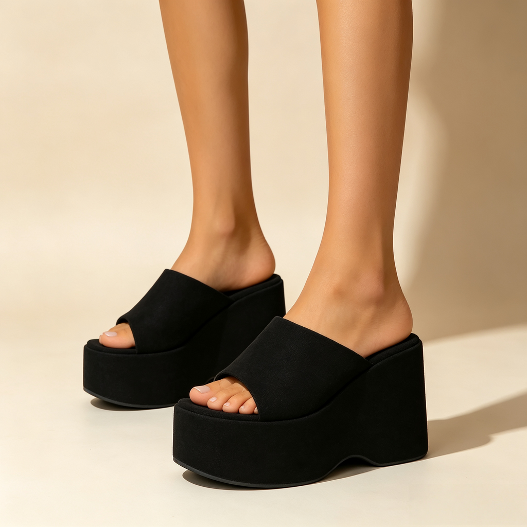 Women's 10cm Clear Strap Platform Wedge Sandals