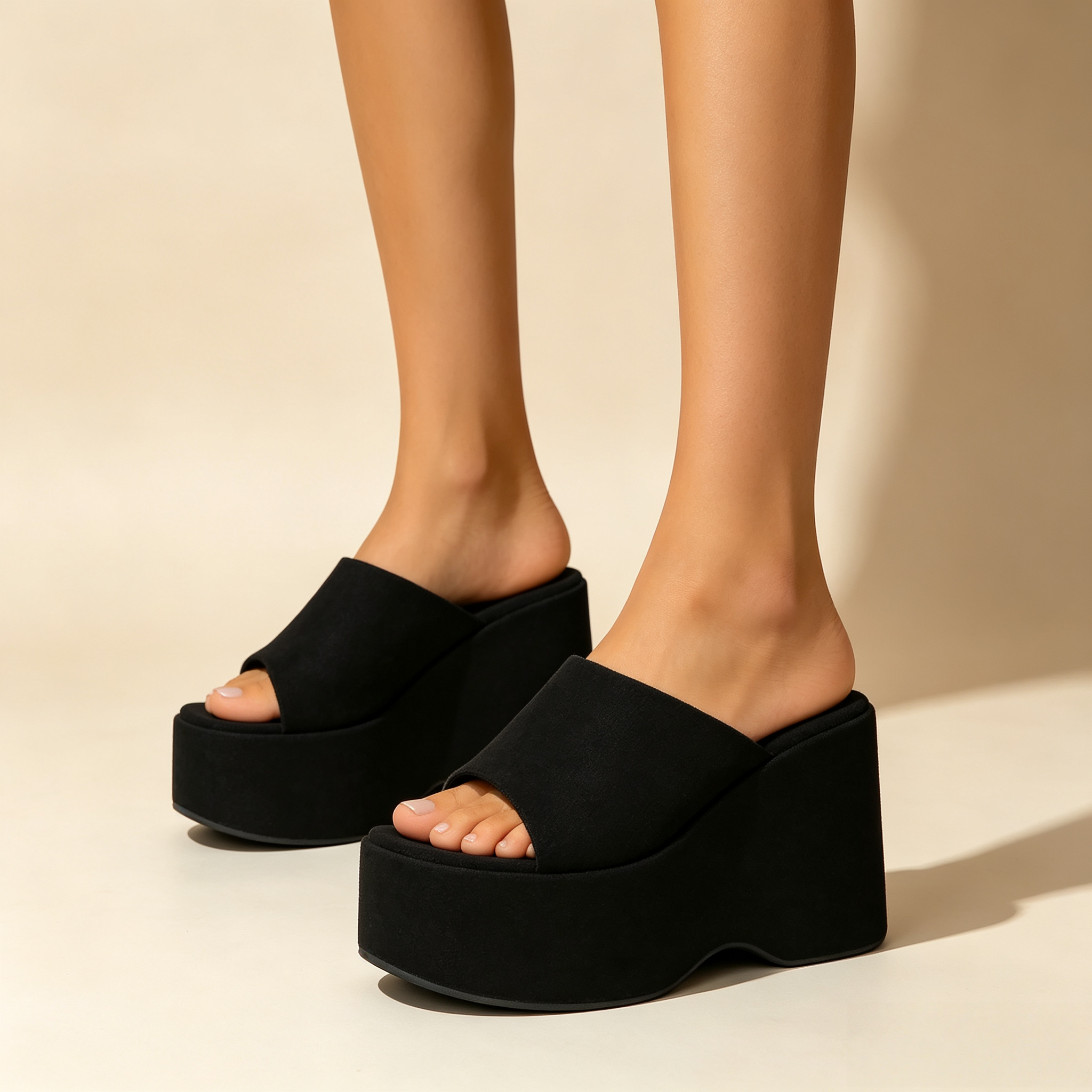 Women's 10cm Clear Strap Platform Wedge Sandals