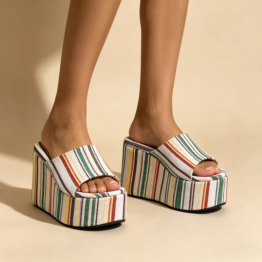 Women's 10cm Clear Strap Platform Wedge Sandals