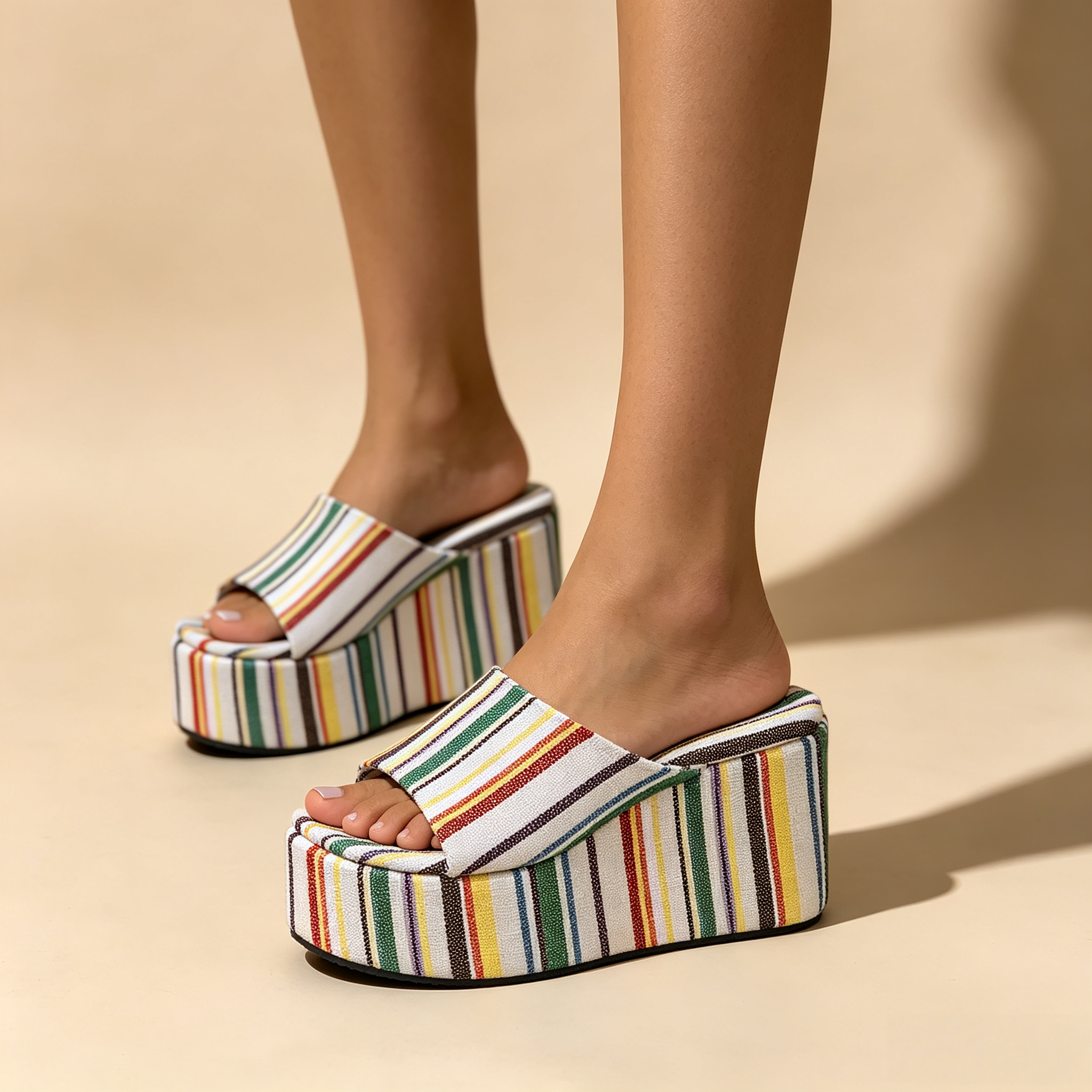 Women's 10cm Clear Strap Platform Wedge Sandals