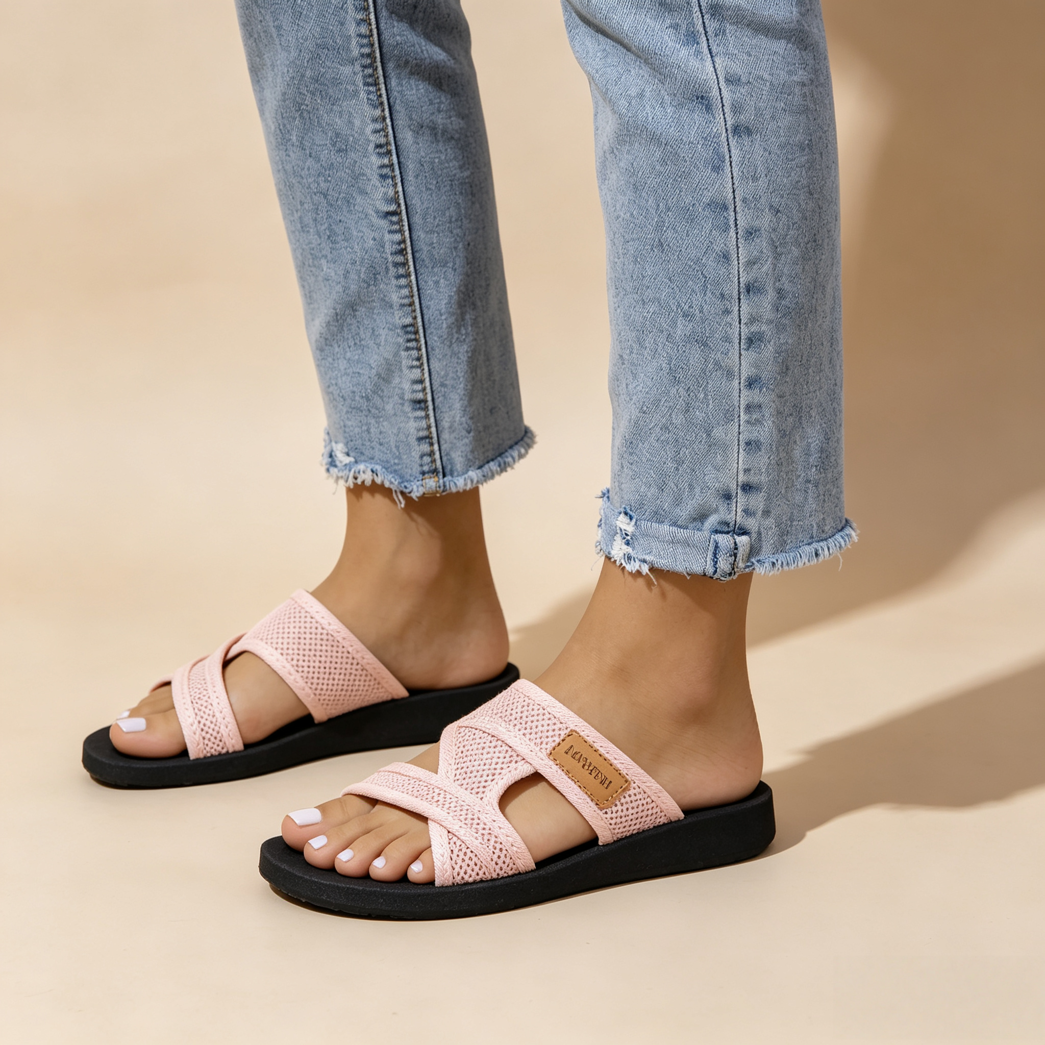 Mesh Cross Strap Summer Sandals for Women