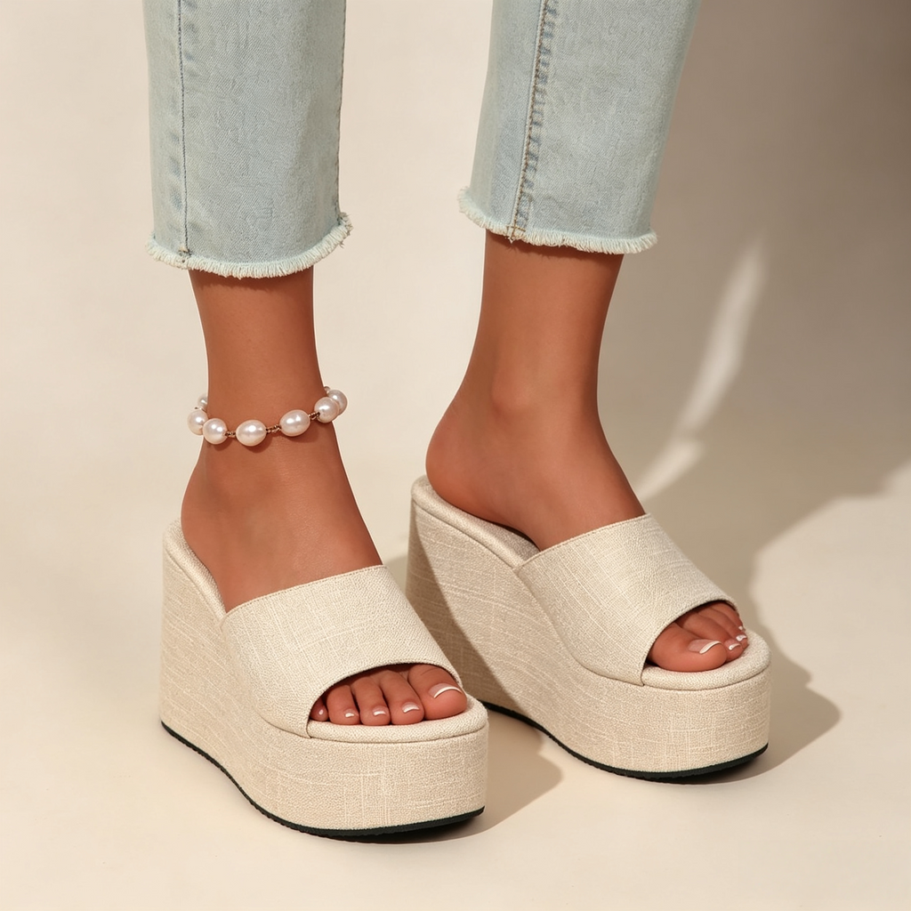 Women's 10cm Clear Strap Platform Wedge Sandals