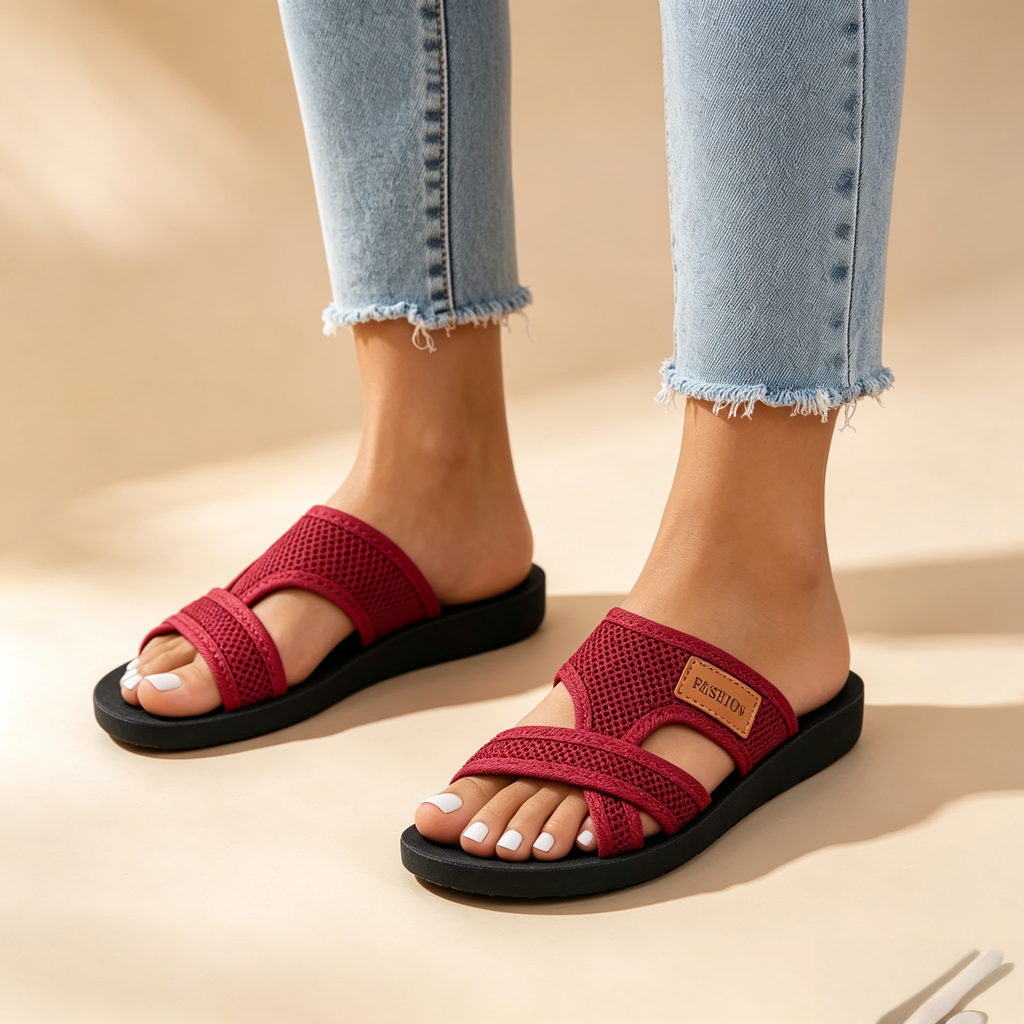 Mesh Cross Strap Summer Sandals for Women