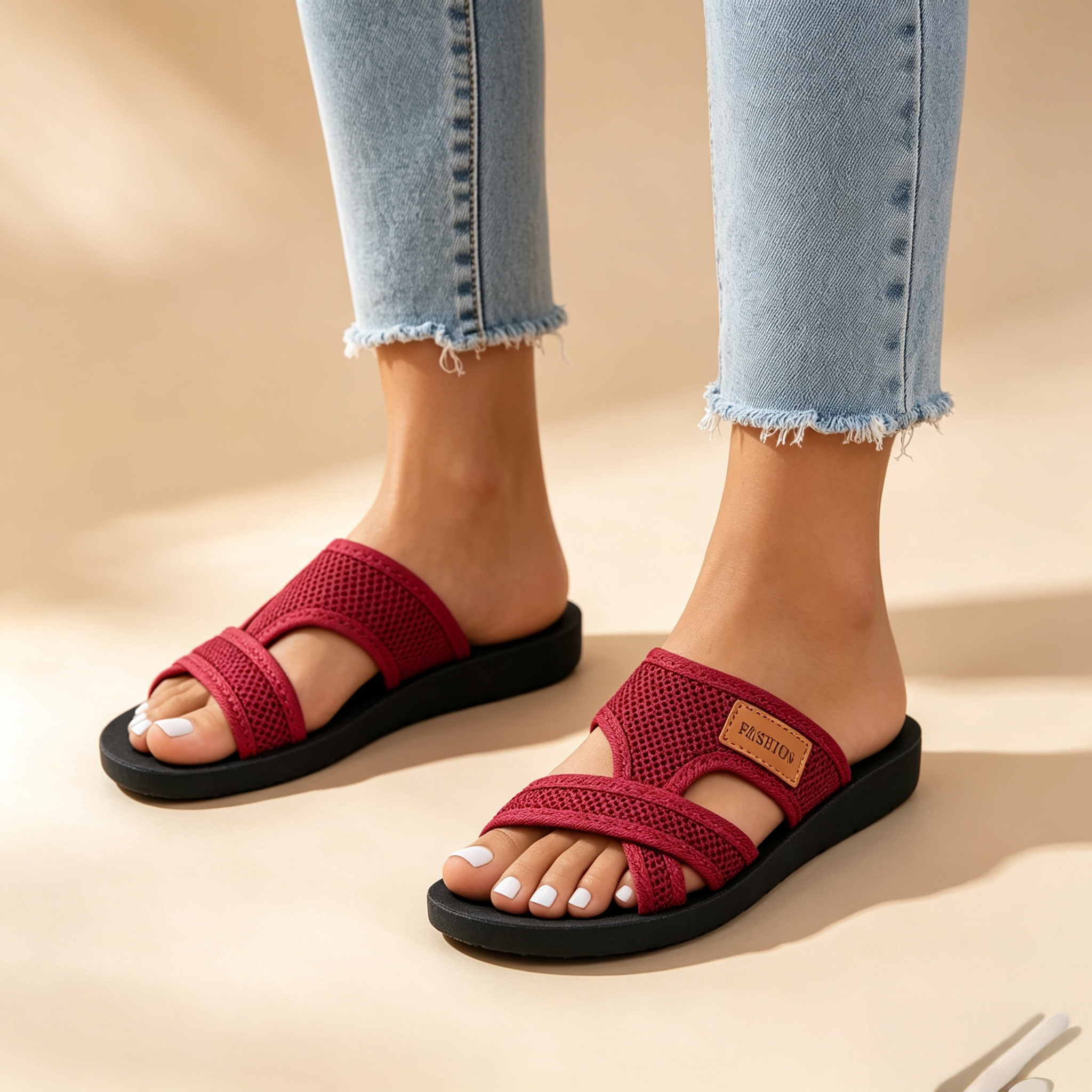 Mesh Cross Strap Summer Sandals for Women
