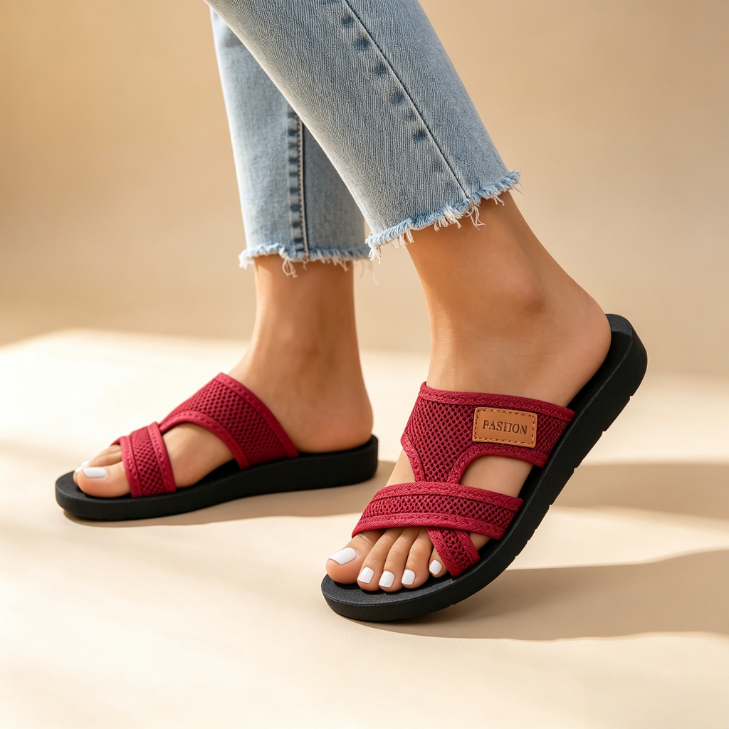 Mesh Cross Strap Summer Sandals for Women