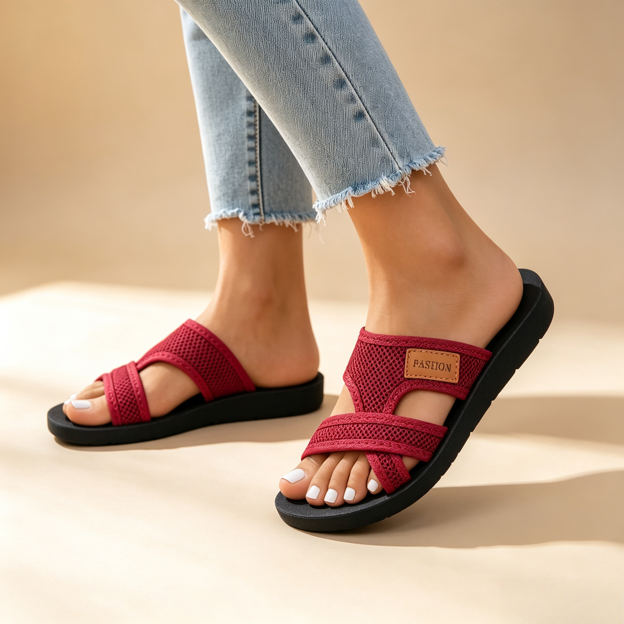 Mesh Cross Strap Summer Sandals for Women