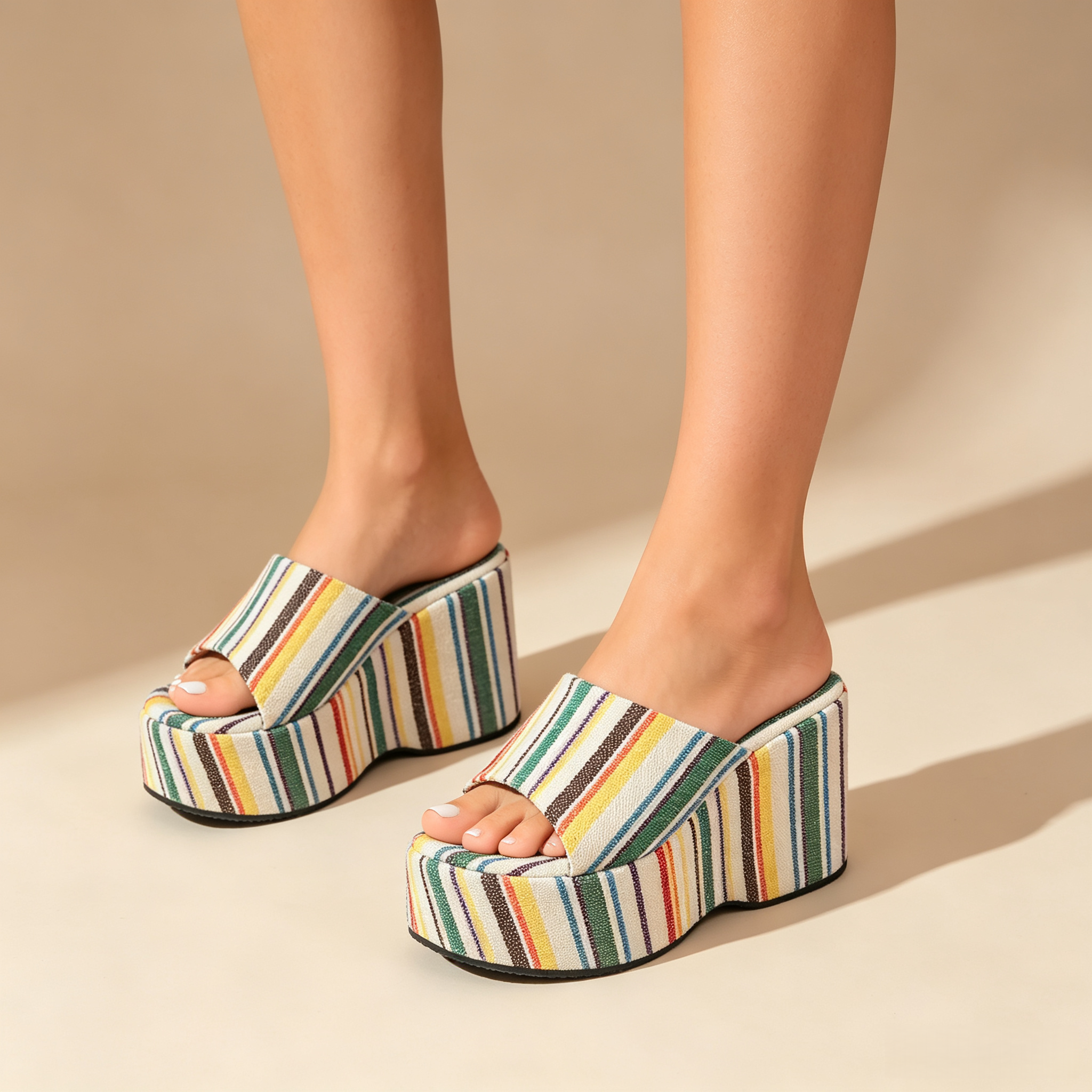 Women's 10cm Clear Strap Platform Wedge Sandals