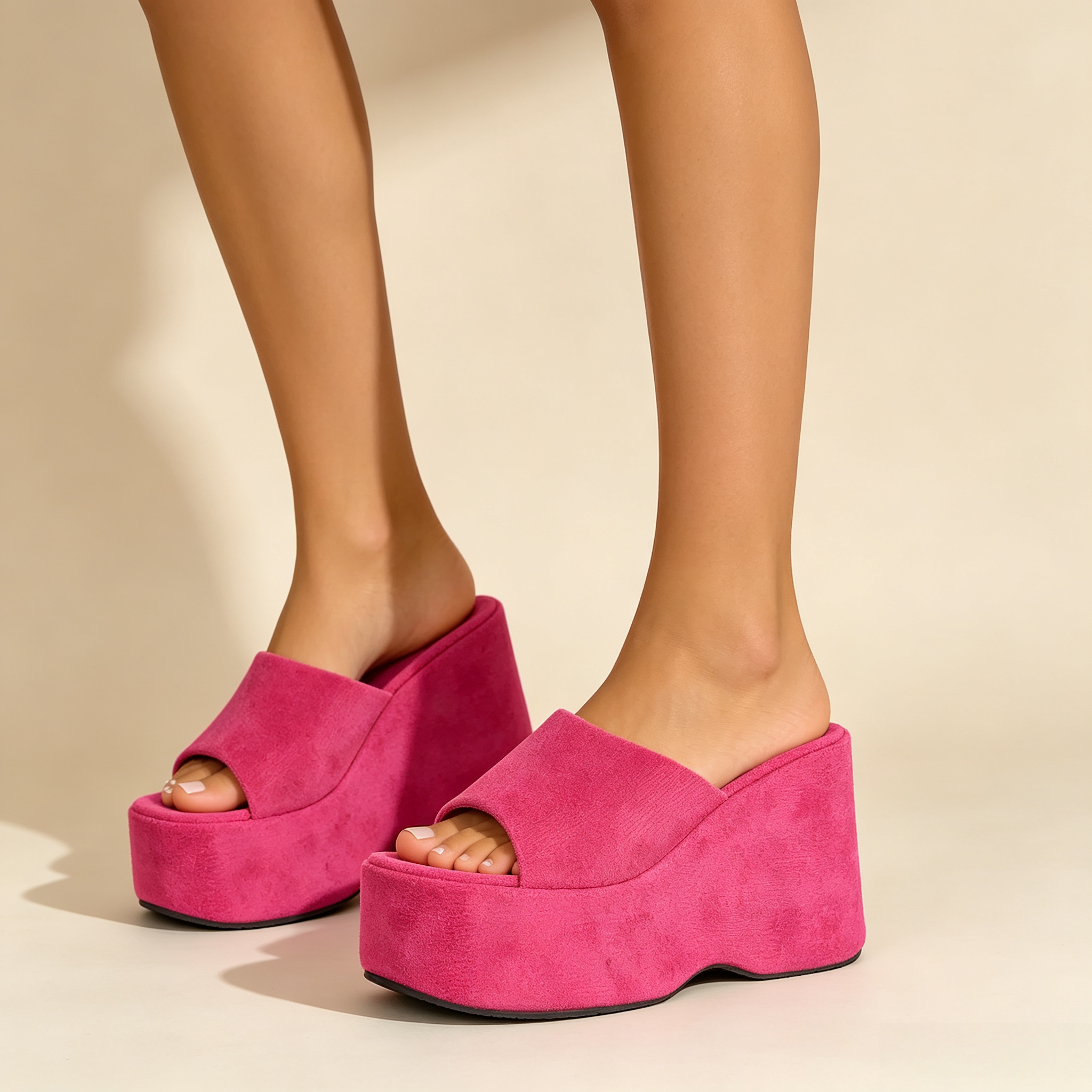 Women's 10cm Clear Strap Platform Wedge Sandals