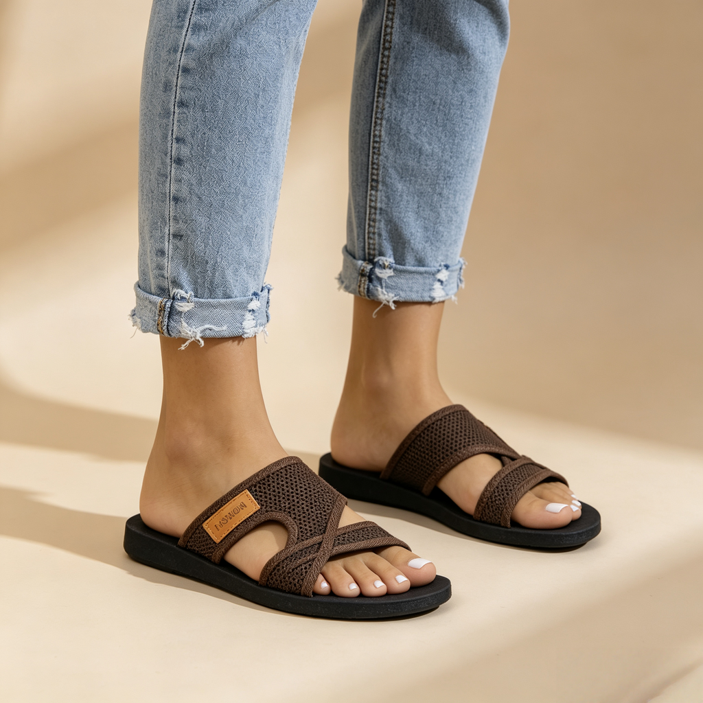 Mesh Cross Strap Summer Sandals for Women