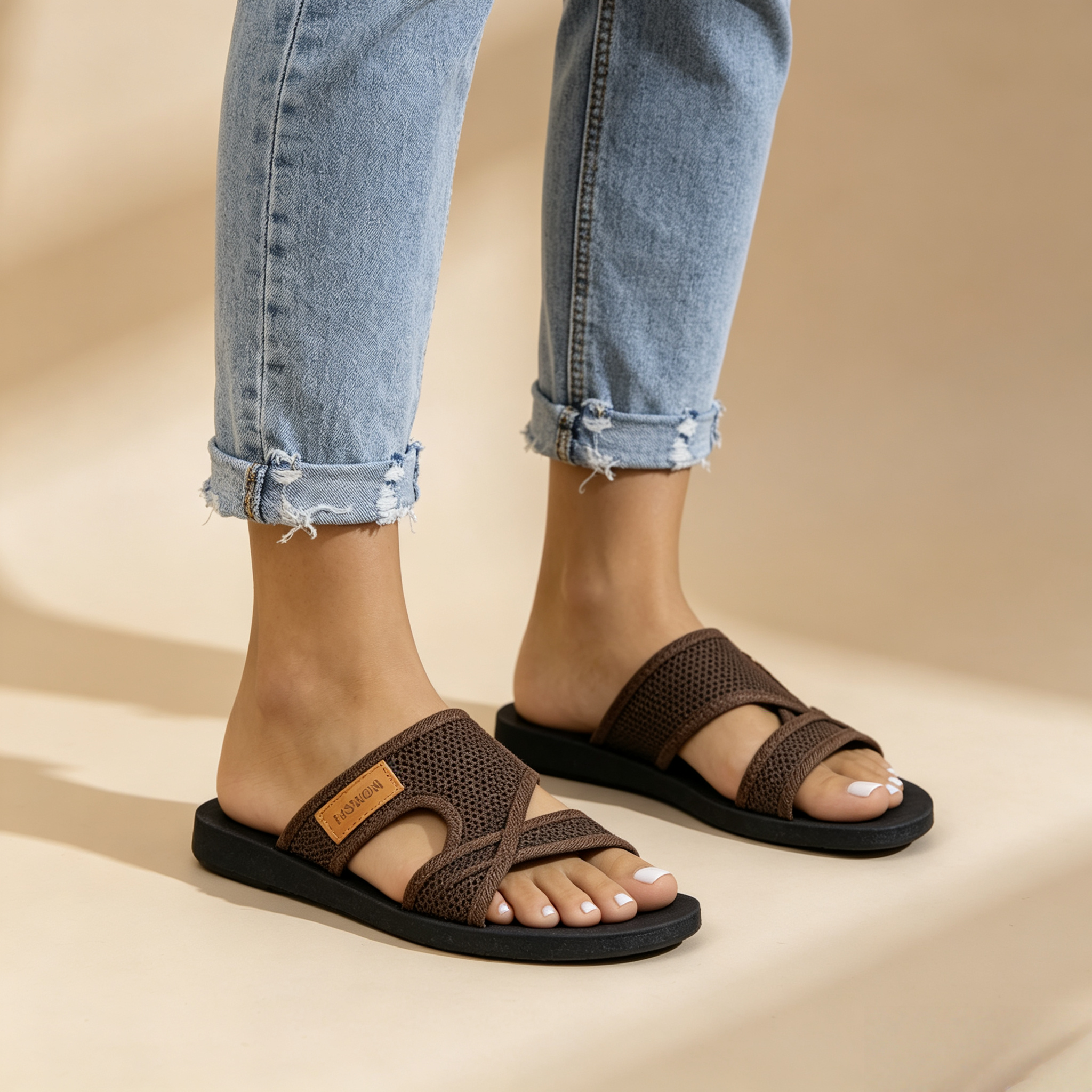 Mesh Cross Strap Summer Sandals for Women
