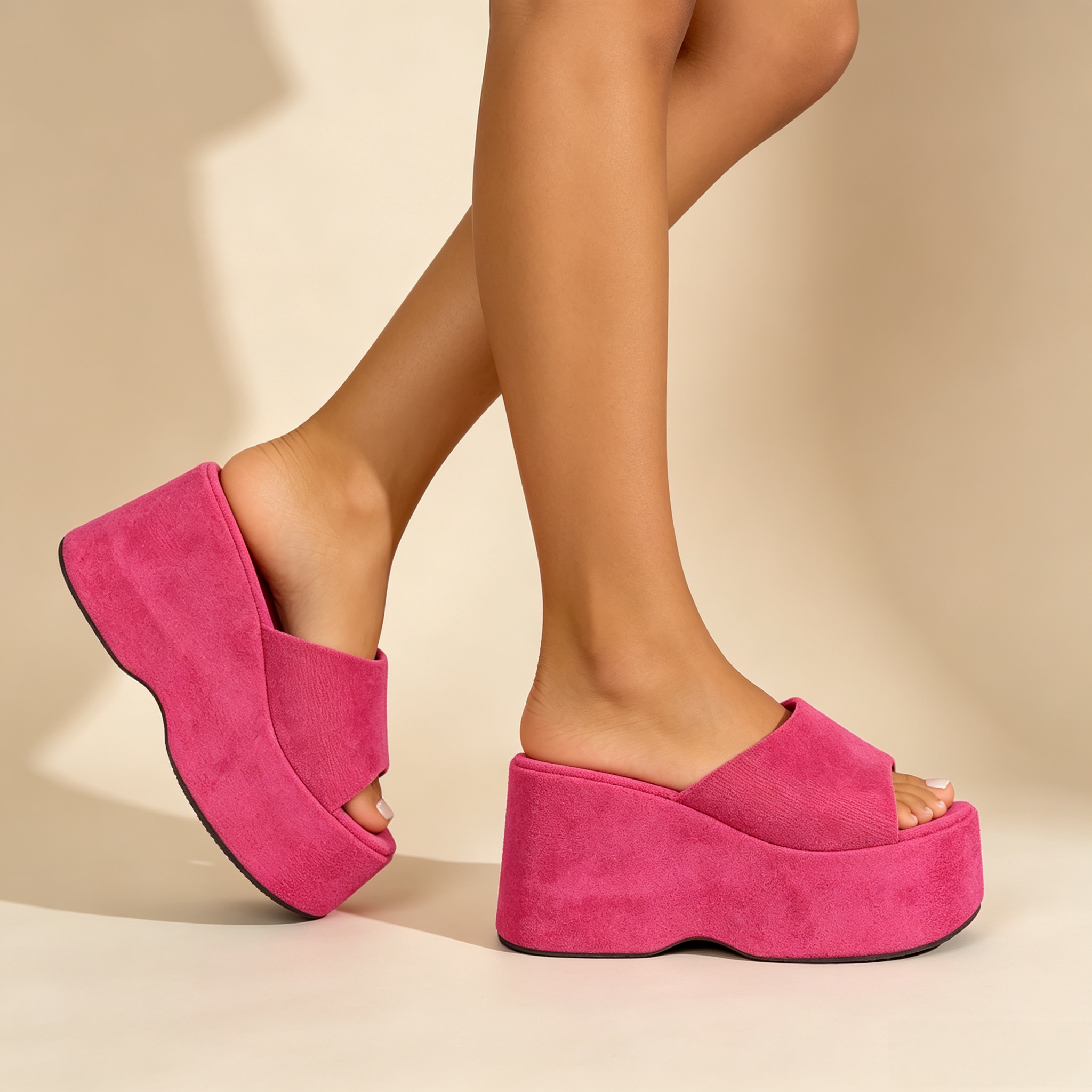Women's 10cm Clear Strap Platform Wedge Sandals