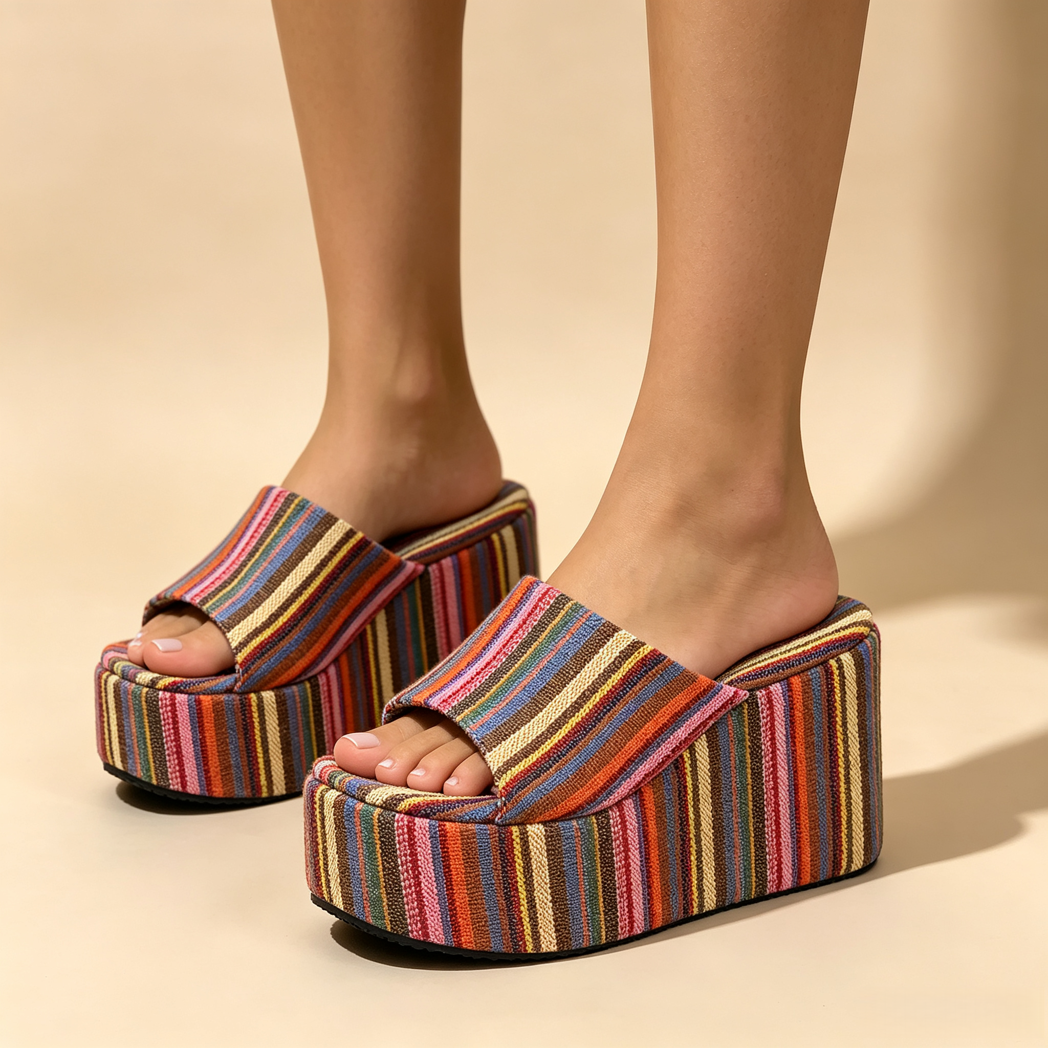 Women's 10cm Clear Strap Platform Wedge Sandals