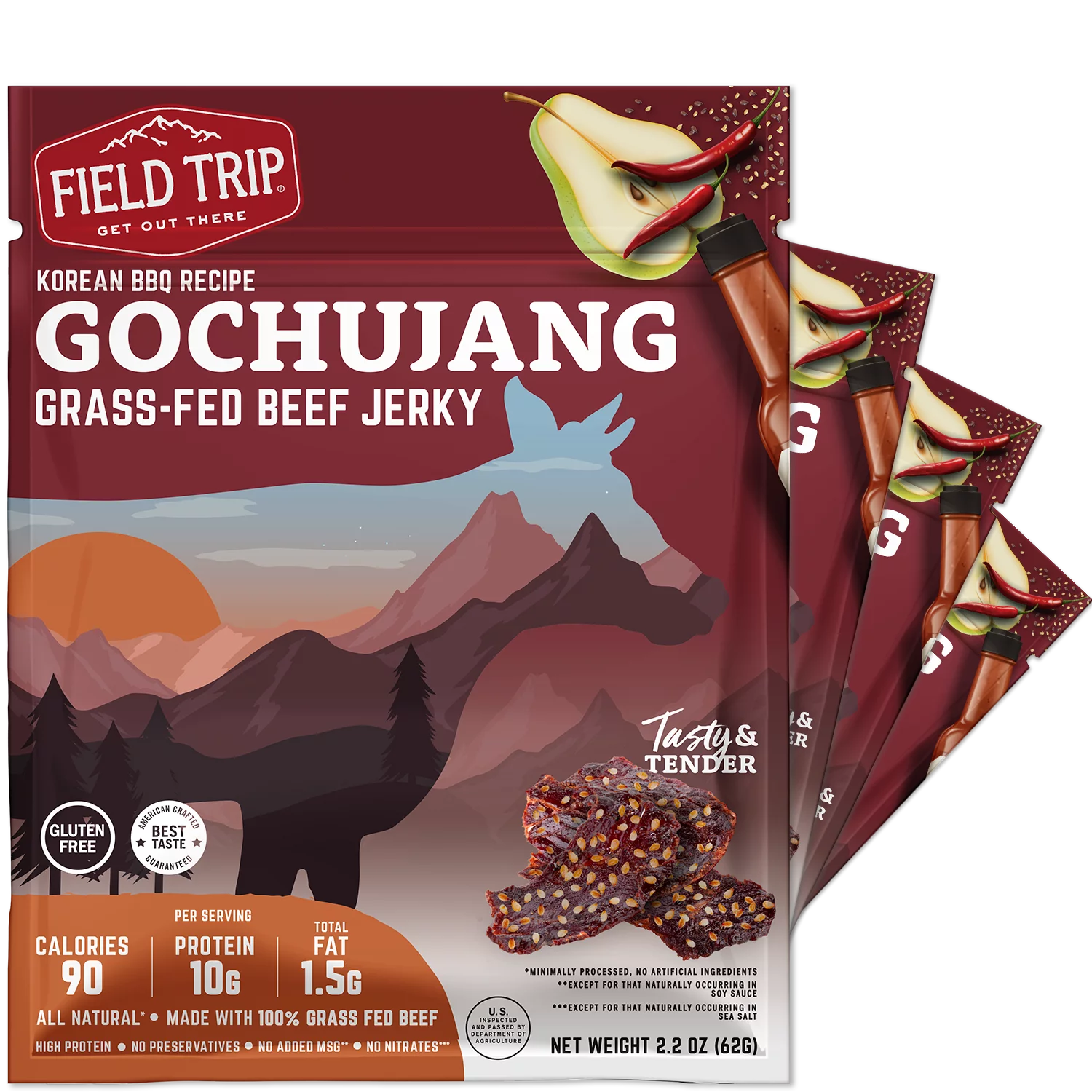 Beef Jerky Gochujang Korea Style BBQ 2.2oz 4pk B4158