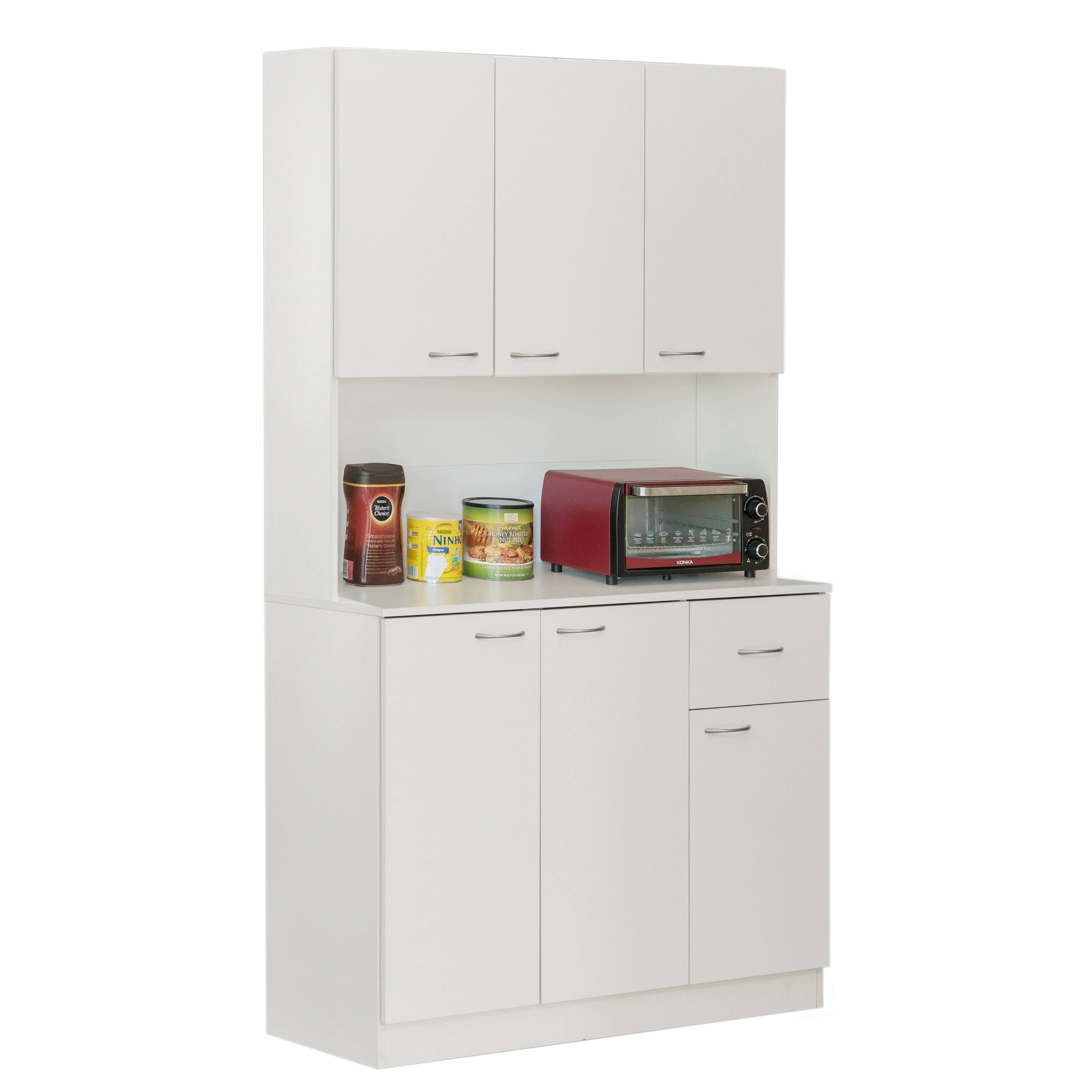 White Kitchen Pantry Storage Cabinet with Doors and Shelves E3267