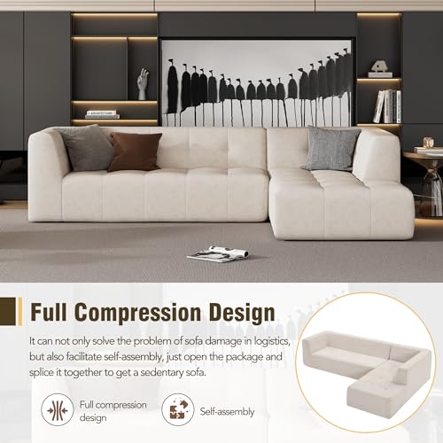 Modular Sectional Couch, Chenille Fabric L Shaped Sofa, 3 Seat Corner Sofa Couch X6026