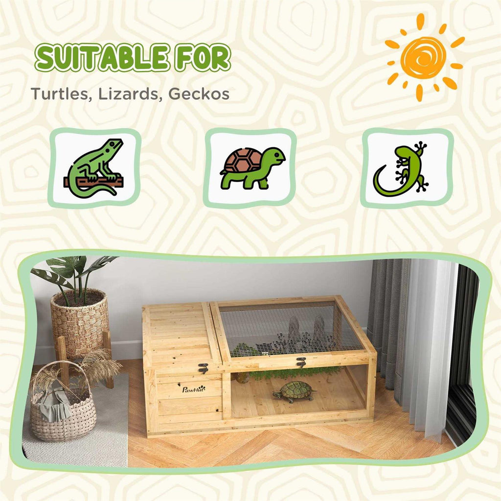 Wooden Tortoise House Turtle Habitat Enclosure Reptile Cage T73355