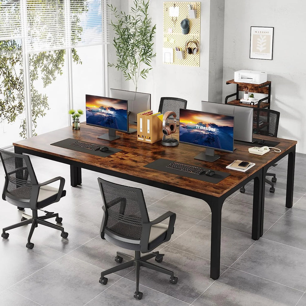 78.7 inches Extra Long Computer Desk with Adjustable Foot Pads, Rustic Brown I896235