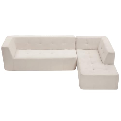Modular Sectional Couch, Chenille Fabric L Shaped Sofa, 3 Seat Corner Sofa Couch X6026