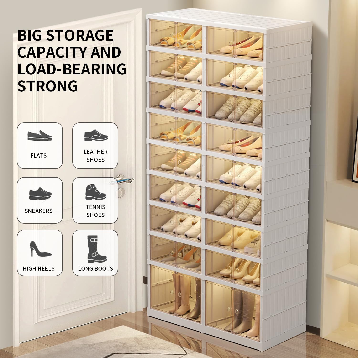 9 Tier Foldable Plastic Shoe Rack Organizer G3630