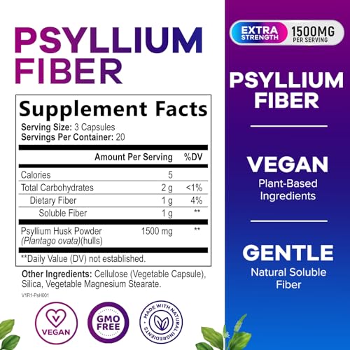 120 Capsules Psyllium Husk Powder Caps 1500mg D87043