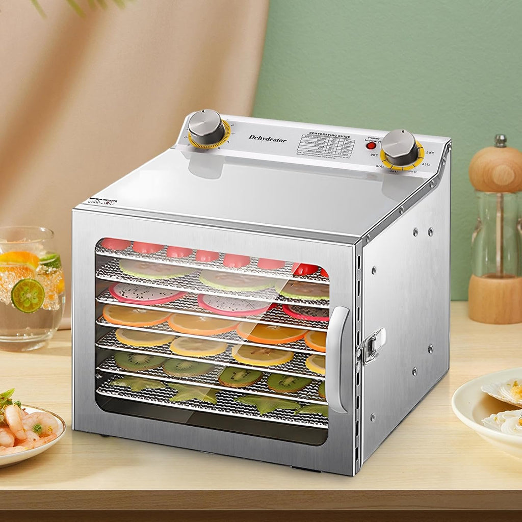 8 Stainless Steel Tray Food Dehydrator with Adjustable Temperature and Digital Timer R3553