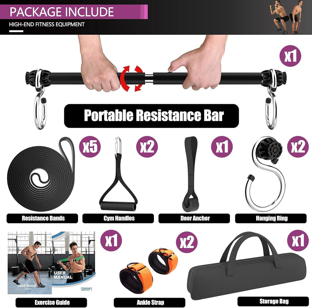 Resistance Bands Bar Set with 5 Resistance Bands C57010