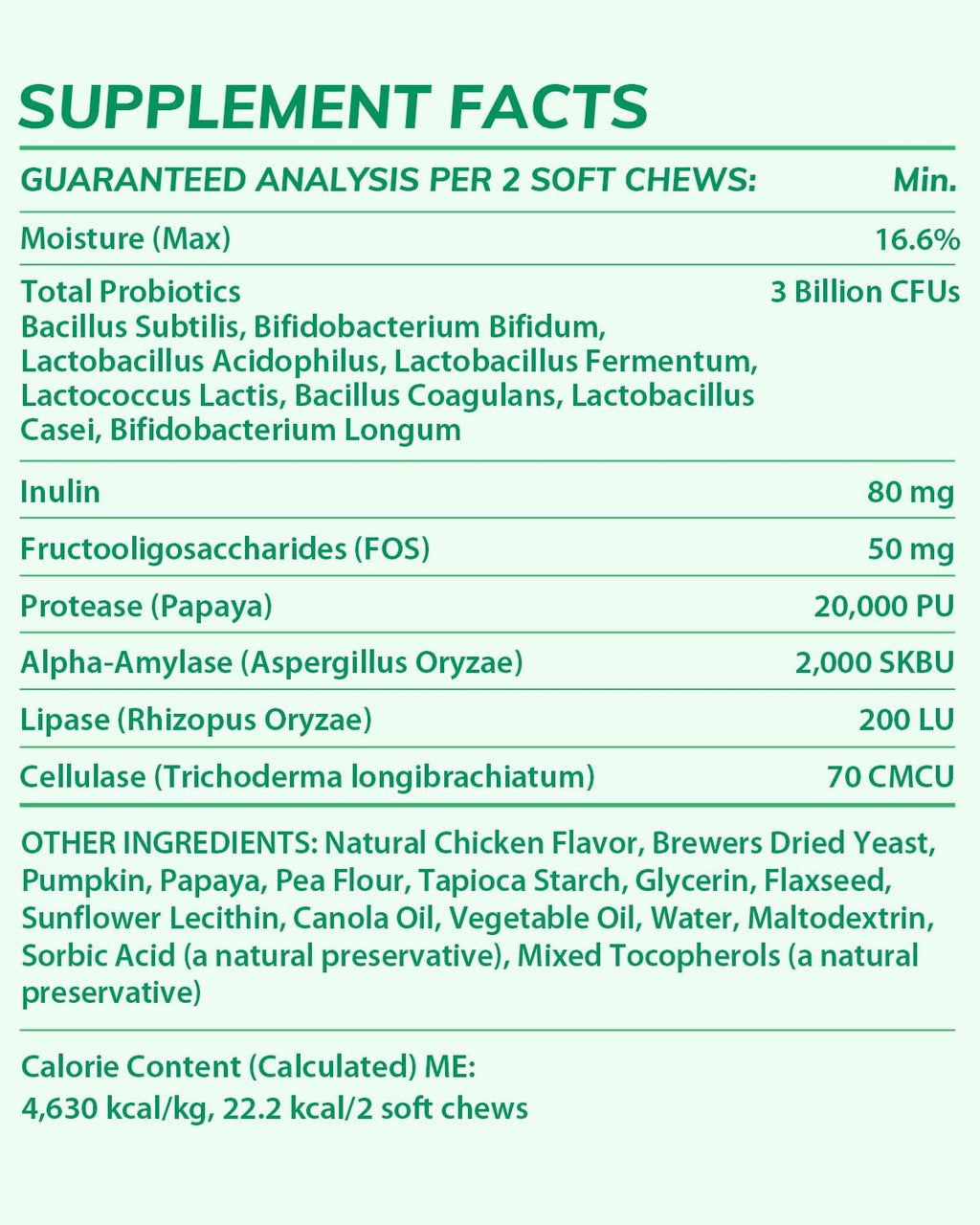 Chicken Flavor Probiotics Chews for Dogs with Prebiotic & Digestive Enzymes (120 Chews) O4722