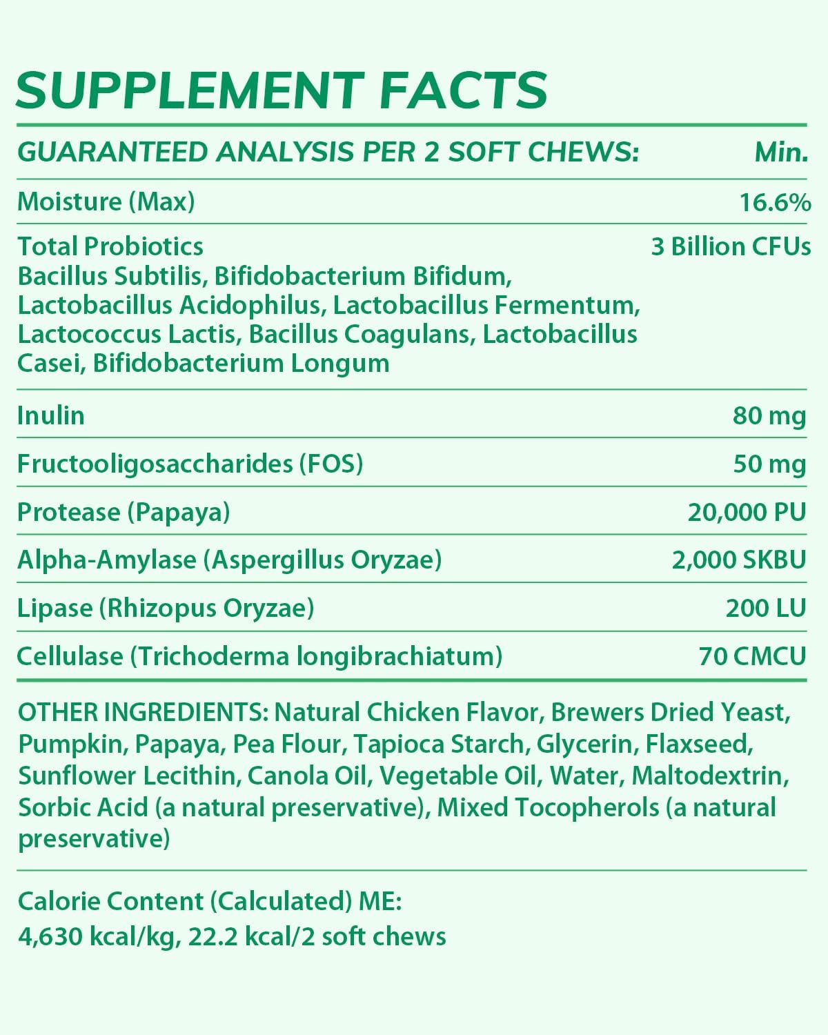 Chicken Flavor Probiotics Chews for Dogs with Prebiotic & Digestive Enzymes (120 Chews) O4722