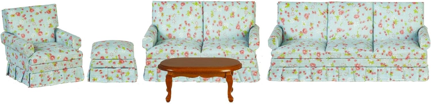 Blue Floral Miniature Furniture Set 1:12 Y54957