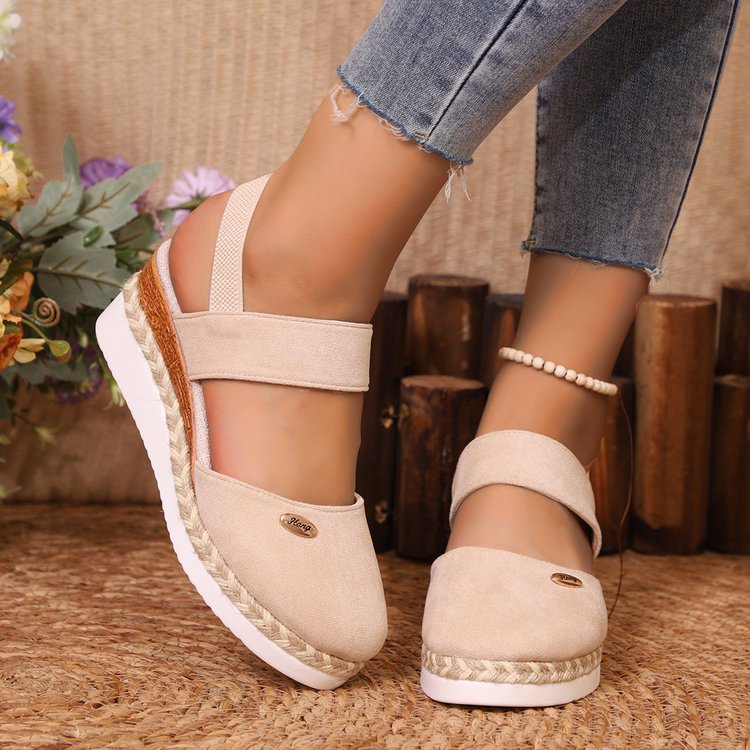 Women's Platform Wedge Espadrille Sandals with Ankle Strap - 6CM Heel