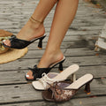 Square Toe Lace Bow Kitten Heel Mules – Sexy Mesh Slip-on Sandals