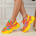 Women's Chunky Platform Colorful Lace-Up Sneakers