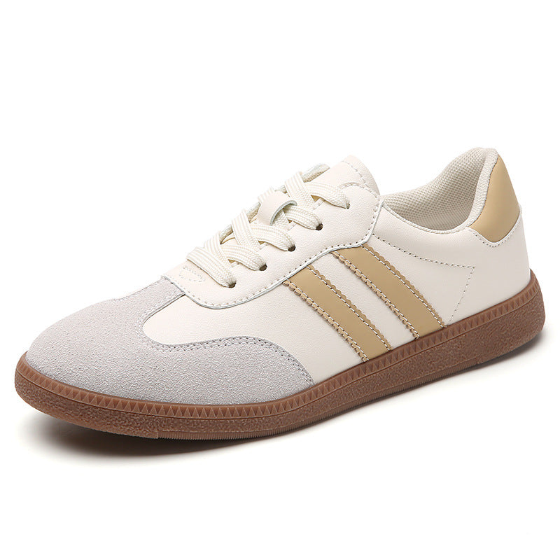 Retro Striped Casual Sneakers for Women – Classic Suede & Leather Low-Top Shoes