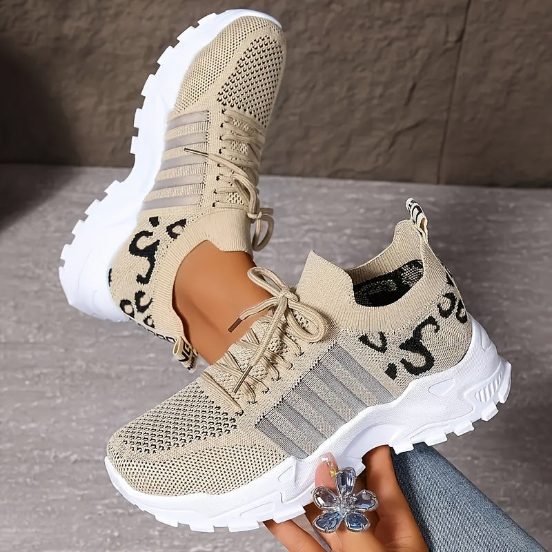 Women's Knit Chunky Sneakers – Breathable Fashion Platform Dad Shoes