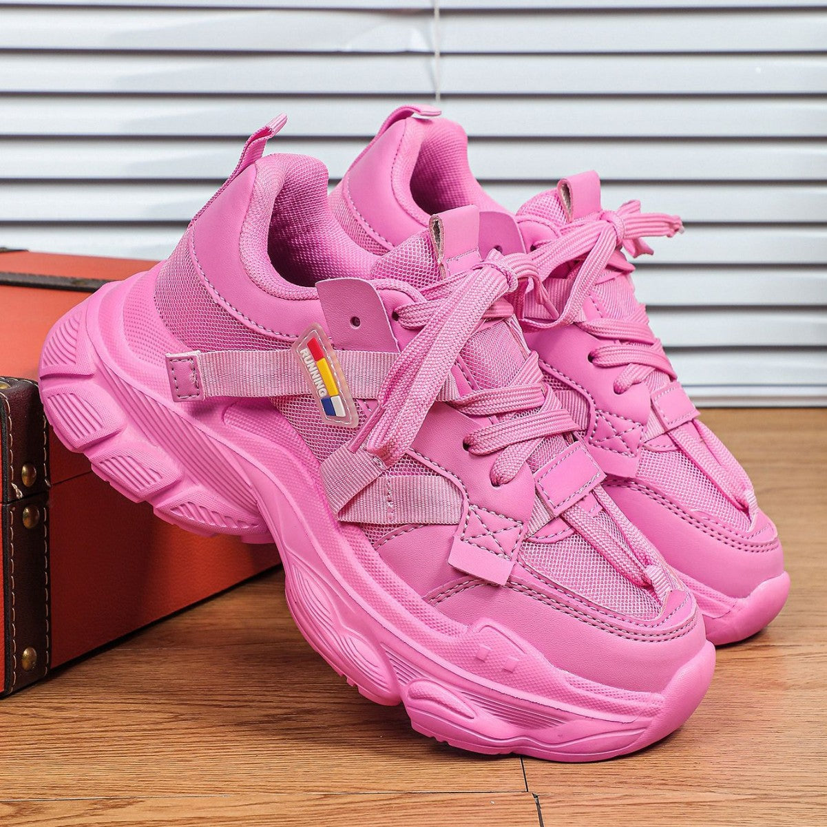 Women's Chunky Platform Colorful Lace-Up Sneakers