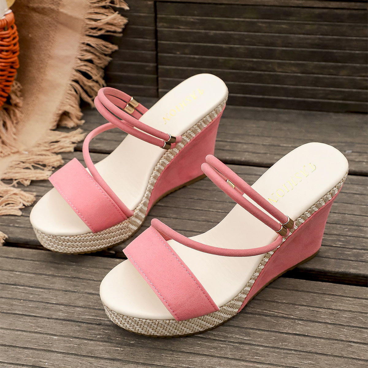 Women's 10cm Platform Wedge Sandals – Crisscross Strappy Open Toe Chunky Heel Mules