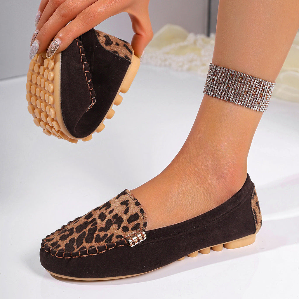 Women's Casual Slip-On Loafers with Decorative Metal Buckle