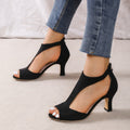 Women's Peep Toe Cut-Out Ankle Strap Kitten Heel Sandals