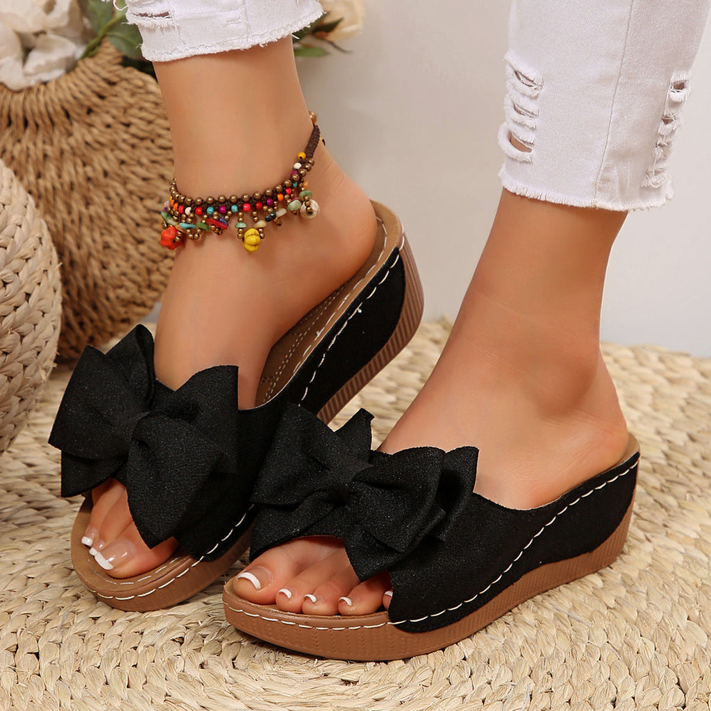 Women's Big Bow Wedge Platform Sandals