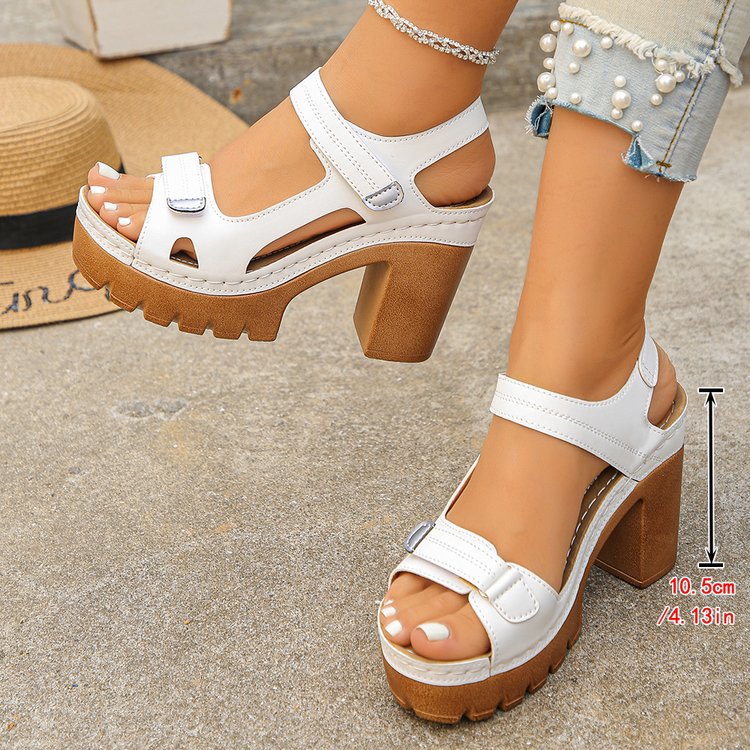 Women's Platform Chunky Heel Sandals – Open Toe Strappy Buckle Block Heel Mules