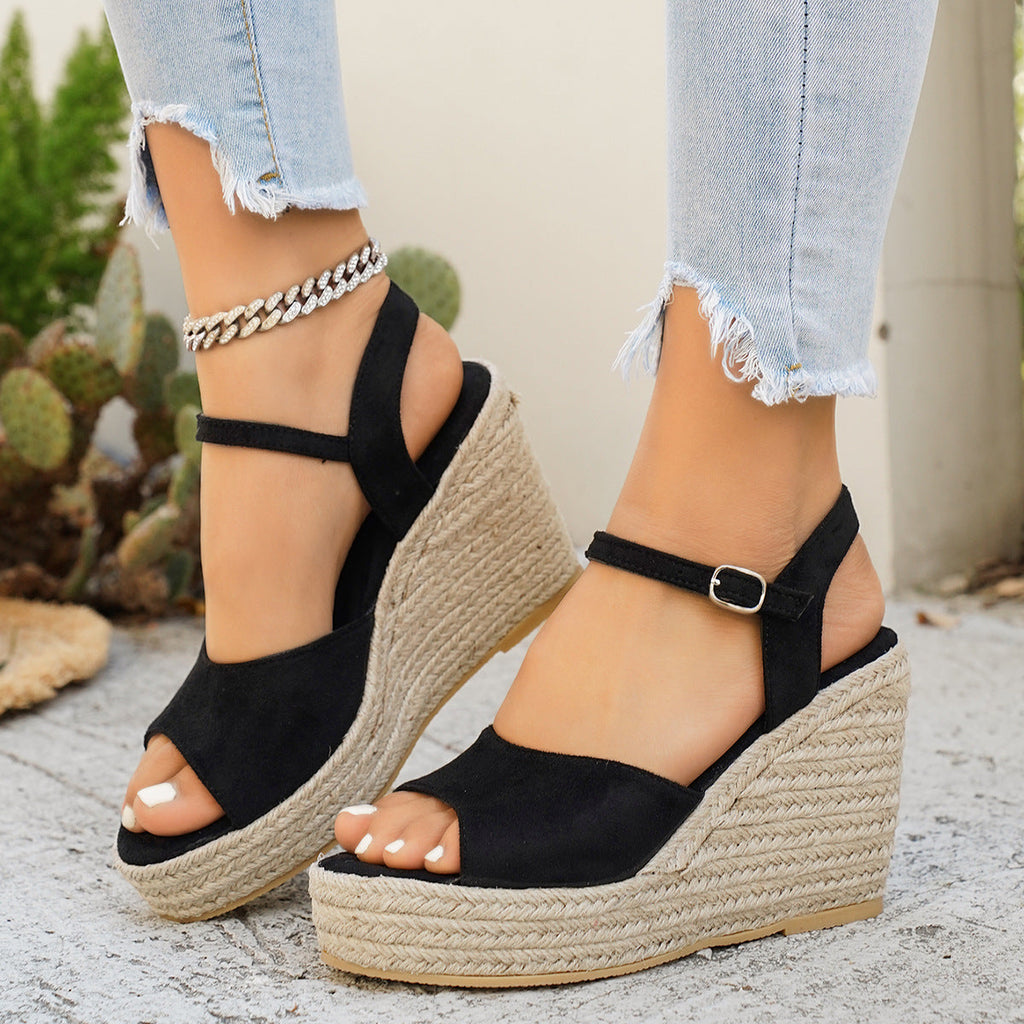 Women's Espadrille Wedge Platform Sandals with Ankle Tie Straps