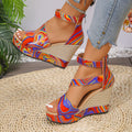 Colorful Platform Wedge Sandals with Ankle Strap