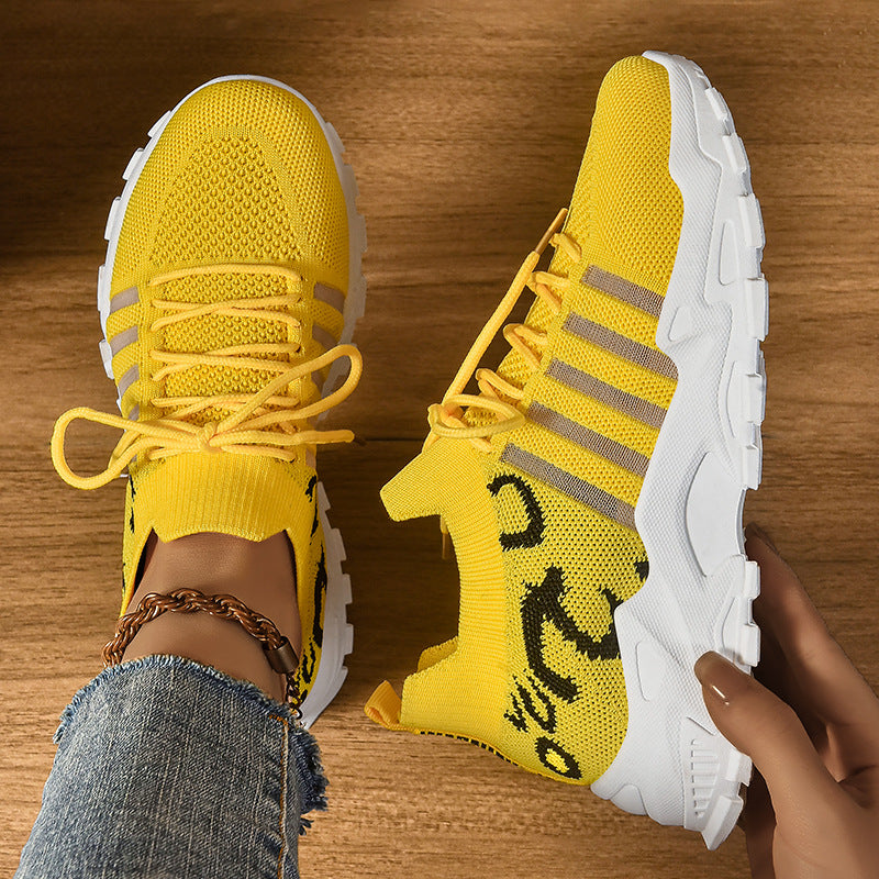 Women's Knit Chunky Sneakers – Breathable Fashion Platform Dad Shoes