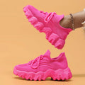 Chunky Knit Platform Sneakers - Thick Sole Casual Shoes